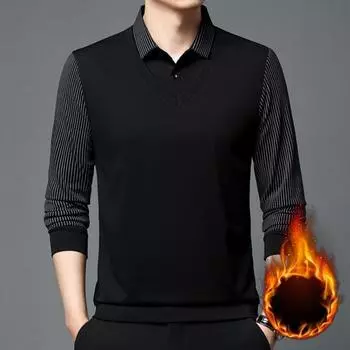 Yousheng Мужская рубашка осень-зима из двух частей с отложным воротником и плюшевой подкладкой, официальная рубашка в деловом стиле для мужчин среднего возраста, офисная рабочая одежда для отцов M темно-зеленого