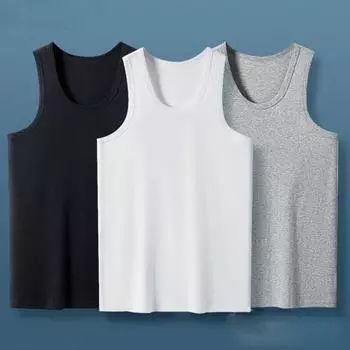 Yousheng Мужская жилетка с круглым вырезом без рукавов, облегающая майка, однотонная быстросохнущая футболка для улицы L чёрный