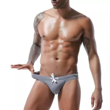 Yousheng мужские летние плавки с низкой посадкой и шнурком, быстросохнущий купальник с регулируемой линией талии S чёрный