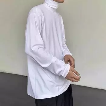 Yousheng мужские водолазки с длинным рукавом пуловер футболка мужская повседневная облегающая майка базовый слой топ для повседневных занятий спортом на улице M белый