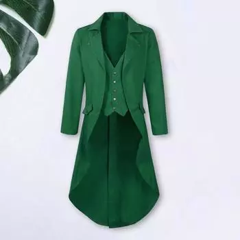 Yousheng мужской готический фрак с лацканами, длинный рукав, однобортный, имитация двух частей, пиджак с карманами, пиджак середины века M светло-коричневого