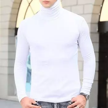 Yousheng мужской многослойный топ с высоким воротником защищает шею от ветра, очень эластичный облегающий однотонный пуловер для спорта, путешествий, офиса, повседневной носки L темно-серого