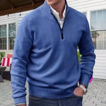 Yousheng мужской свитер пальто полумолния трикотаж эластичный длинный рукав воротник стойка верхняя одежда чистый цвет английский стиль повседневная одежда школьный свитер средней длины M красный