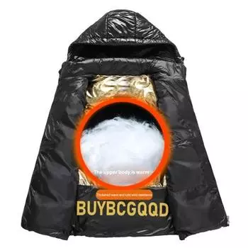 Yousheng мужской жилет с капюшоном без рукавов жилет пальто черный золотистый цвет пуховик хлопковый на молнии карманы жилет куртка повседневная одежда 2XL чёрный