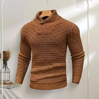Yousheng мужской зимний свитер с защитой шеи, высоким воротником и длинными рукавами, трикотажный толстый эластичный облегающий однотонный свитер для повседневной носки, школьных видов спорта M серый