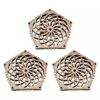 Yousheng Набор из 3 изысканных пятиугольных подставок, термостойкие, с гладкими краями, без заусенцев, деревянные подставки ручной работы, коврики для чашек 3pcs