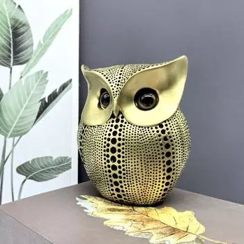 Yousheng настольное украшение в виде совы из смолы, современная статуя совы, скульптура совы в горошек, фигурка пухлой птицы для декора гостиной, спальни, дома золотистый