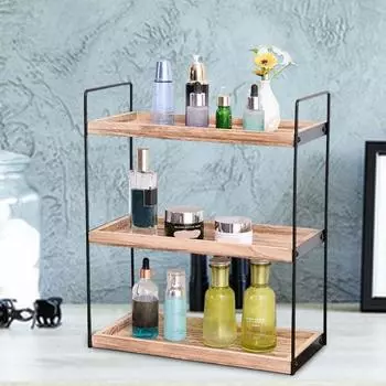 Yousheng Настольный многоуровневый стеллаж для хранения вещей, органайзер для ванной комнаты, деревянная конструкция, высокая устойчивость, органайзер для косметики, полка для хранения