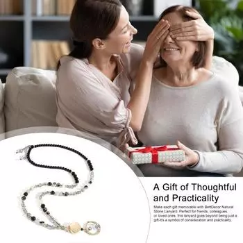 Yousheng натуральный камень искусственный кристалл держатель для карт регулируемый шнурок для удостоверения личности женский держатель для бейджа ручной работы из бисера шнурок A светло-коричневого