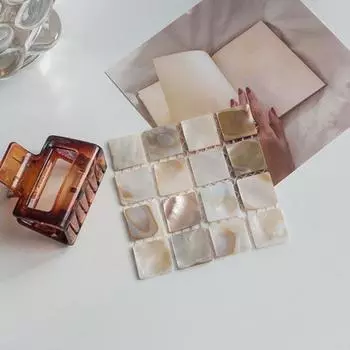 Yousheng Natural Shell Square Coaster Mosaic Heat Insulation Home Decoration Подставки для столовых приборов Реквизит для фотографий Коврики для семейного обеденного стола Кофейня S белый