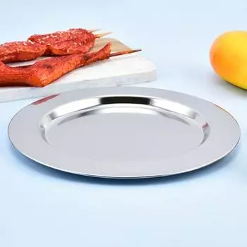 Yousheng нержавеющая сталь обеденная тарелка западная еда тарелка большая сервировочная тарелка круглая столовая посуда для дома на открытом воздухе нержавеющая походная утварь серебряный