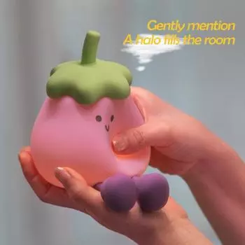 Yousheng Ночной светильник с рисунком баклажана, регулируемая яркость, мягкое свечение, без мерцания, сенсорное управление, перезаряжаемый через USB, силиконовый детский ночник A