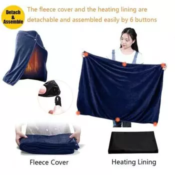 Yousheng носимое одеяло с подогревом, электрическое нагревательное одеяло с USB-подогревом, согревающее одеяло для тела, зимняя повязка на ноги для домашнего офиса и использования на открытом воздухе темно-серого