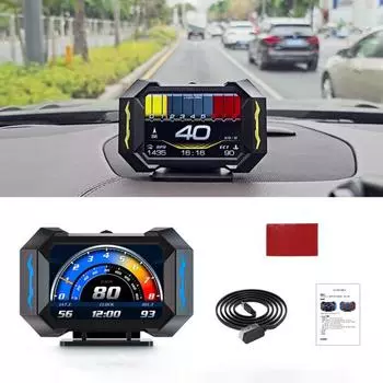 Yousheng OBD2 Gauge Car HUD Head-Up Display Многофункциональный цифровой датчик Универсальный Легко настраиваемый автомобильный спидометр GPS Тахометр чёрный