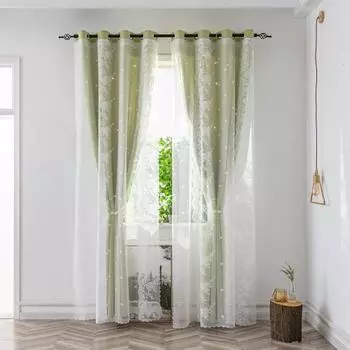 Yousheng Оконная занавеска перфорированная светофильтрующая полиэстеровая спальня окно затемнение боковая занавеска украшение дома темно-синий