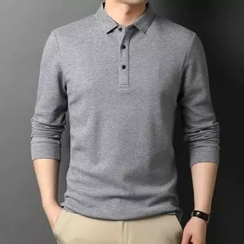 Yousheng осень-весна мужская рубашка с отложным воротником на пуговицах, свободный крой, однотонный деловой стиль, эластичный повседневный топ для офиса и встреч M зелёный