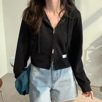 Yousheng осень-весна женское пальто с капюшоном, завязками на шнурке, длинными рукавами, карманами, застежкой-молнией, эластичными манжетами, коротким кроем, спортивная толстовка с капюшоном, повседневная куртка для повседневной носки жёлтый