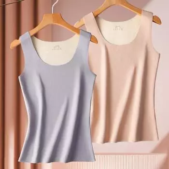 Yousheng осень-зима DE бархатный терможилет U-образный вырез без рукавов майка однотонное бесшовное теплое нижнее белье топы XL