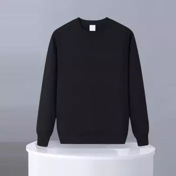 Yousheng осень зима мужской топ с круглым вырезом свободный однотонный эластичные манжеты пуловер средней длины спортивная повседневная школьная толстовка L белый