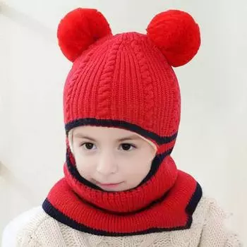 Yousheng осенне-зимняя детская шапка вязаная толстая теплая мягкая меховая шапка с декором из шариков, высокая эластичность, полная защита, устойчивая к холоду, унисекс, зимняя шапка, головной убор жёлтый