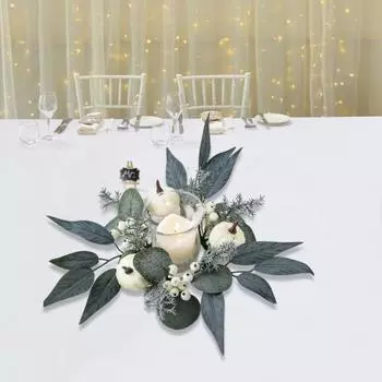 Yousheng Осенняя тыква кольцо свечи искусственные ягоды кольцо свечи венок День благодарения осенняя гирлянда для свадьбы дверь шкаф настольный декор светло-синий