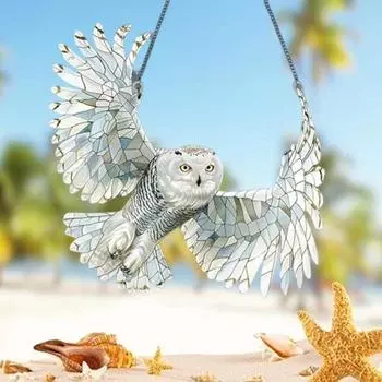 Yousheng Owl Sun Catcher Цветной акриловый ловец света, подвесное украшение для окна для домашнего сада, балкона, декора, подарка любителям птиц 15cm