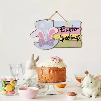 Yousheng Пасха Деревянный Приветственный Дверной Знак Кроличьи Уши Цилиндр Цветок Дверной Подвесной Знак Украшение Входной Двери Декоративная Настенная Табличка wood