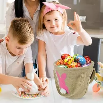 Yousheng пасхальная корзина для хранения с усиленной ручкой, большая вместимость, многоцелевой очаровательный пасхальный органайзер для хранения корзин для охоты за яйцами фиолетовый