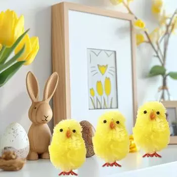 Yousheng пасхальный цыпленок украшение желтый ватный шарик цыпленок пушистый цыпленок украшение для домашнего офиса пасхальная вечеринка пасхальная корзина наполнитель 6pcs
