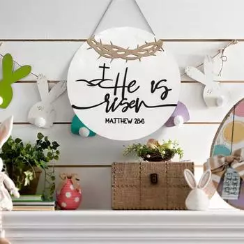 Yousheng Пасхальный дверной знак, круглая подвесная подвеска с шнурком, легко подвешивается, гладкий край без заусенцев, подвесное украшение, пасхальный декор 30*30cm