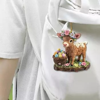 Yousheng Пасхальный кролик брелок мультфильм теленок кролик кулон сумка подвеска акриловое зеркало заднего вида автомобиля украшение подарок на День святого Валентина Пасха розовый