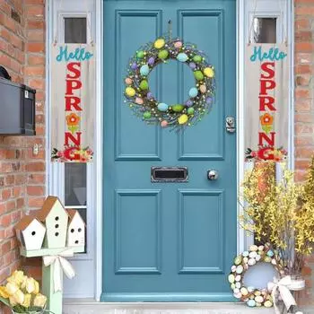 Yousheng Пасхальный кролик деревянный подвесной знак на дверь весеннее настенное искусство украшение на входную дверь для дома спальни гостиной офиса A