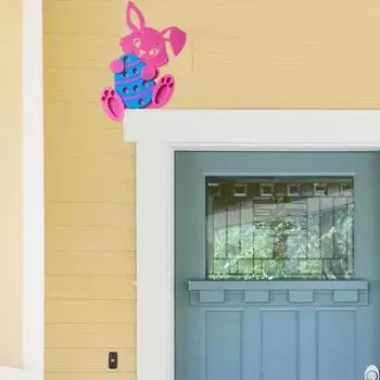 Yousheng Пасхальный кролик дверной топпер деревянный кролик и яйцо дверной уголок украшение мультяшный кролик угловой декор знак для подоконника шкафа белый