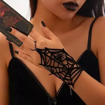 Yousheng паутина цепочка на палец ажурный паук декор регулируемая готическая цепочка на руку Хэллоуин вечеринка карнавал пасхальный день браслет кольцо чёрный