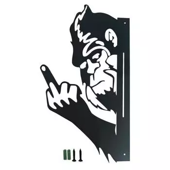 Yousheng Peek-a-Boo Sasquatch металлический знак двухсторонний выглядывающий силуэт животного средний палец Sasquatch садовый художественный знак для наружной стены дерево забор