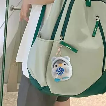 Yousheng Penguin плюшевый брелок милый пингвин носить шляпу кулон для девочек Kawaii мультфильм пингвин форма школьный рюкзак брелок подарки 10cm зелёный