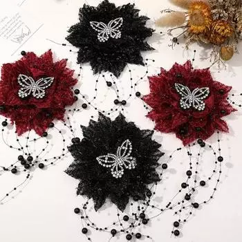 Yousheng Peony Feather Tassel Hair Claw Women Girls High Cap Bone Design Hairpin Sturted Shark Hair Clip Accessories 11cm красный