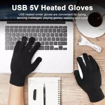 Yousheng перчатки с электрическим подогревом USB зимние теплые перчатки вязаные варежки с сенсорным экраном для езды на велосипеде на лыжах на открытом воздухе
