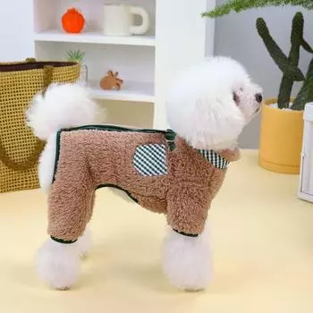 Yousheng Pet Clothes Удобный зимний комбинезон для собак с застежкой-молнией, удобный комбинезон для кошек, товары для животных S хаки