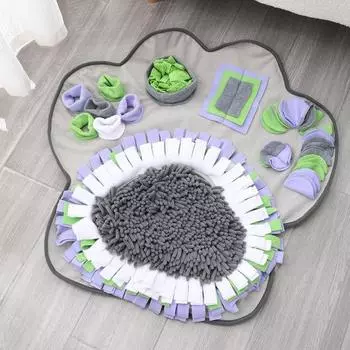 Yousheng Pet Sniffing Pad Интерактивный коврик для медленного кормления домашних животных, головоломка с игрушкой в форме лапы, плюшевый коврик для обнюхивания для маленьких и средних собак и кошек Paw
