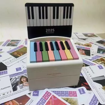 Yousheng Piano Calendar 2025 Мини-календарь для фортепиано с 52 нотами на 27 карточках USB-заряжаемое пианино для друзей чёрный