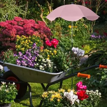 Yousheng Plant Umbrella for Outdoor Plants Height Adjustable Umbrella with Stake Garden Umbrella Shade Protect Plants from Sun for Potted Plants B розовый