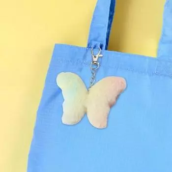 Yousheng Plush Mini Charm Keychain Pendant Rainbow Color Butterfly Star Heart Cat Shape Keyring Bag Car Accessory A