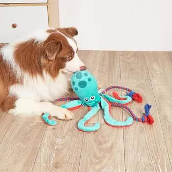 Yousheng плюшевая игрушка для собак «Осьминог», жесткая игрушка для жевания собак для агрессивных жевателей, игрушка для перетягивания каната в виде осьминога из хлопка для чистки зубов щенка A