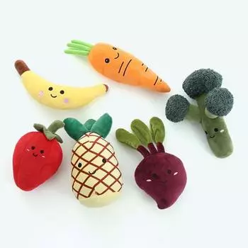 Yousheng плюшевая игрушка для собак, овощ, скука, снятие стресса, плюшевый фрукт, жевательная интерактивная игрушка для домашних животных, успокаивающая плюшевая кукла, пищащая игрушка, товары для домашних животных