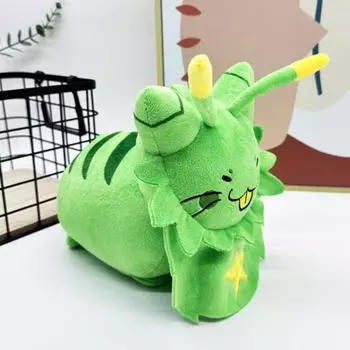 Yousheng плюшевая кошка кукла пушистая инопланетная кошка мягкая плюшевая кукла игрушка зеленая кошка игра косплей фигурка для друзей дети фанаты подарок зелёный