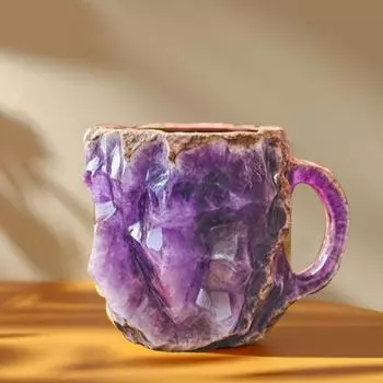 Yousheng поддельная минеральная хрустальная кофейная кружка 11 унций поддельные аметистовые кофейные кружки новинка изолированная прохладная вибрирующая чашка для горячих напитков фиолетовый