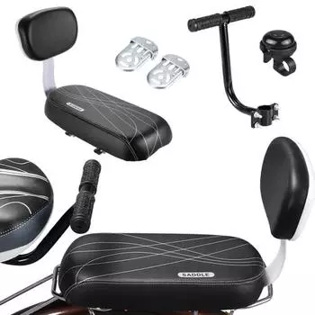 Yousheng Подушка на заднее сиденье велосипеда, подлокотник для велосипеда, подставка для ног, поручни, набор педалей, детское защитное сиденье для велосипеда для электрических складных велосипедов чёрный