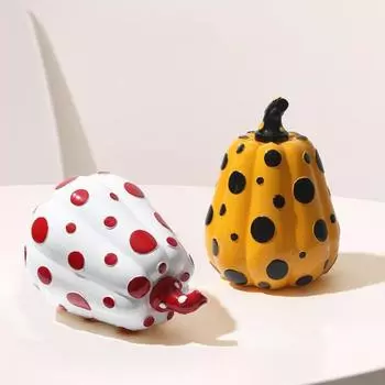 Yousheng Polka Dot Pumpkin Statue Resin Collectible Pumpkin Sculpture Bright Colored Pumpkin Tabletop Ornament for Living Room Bedroom Dining Table L белый