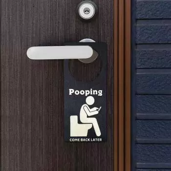 Yousheng Pooping Come Back Later Дверная вешалка для дома, офиса, ресторана, входной двери, ручка, деревянная вывеска, подвесное украшение, орнамент, кляп, подарок белый